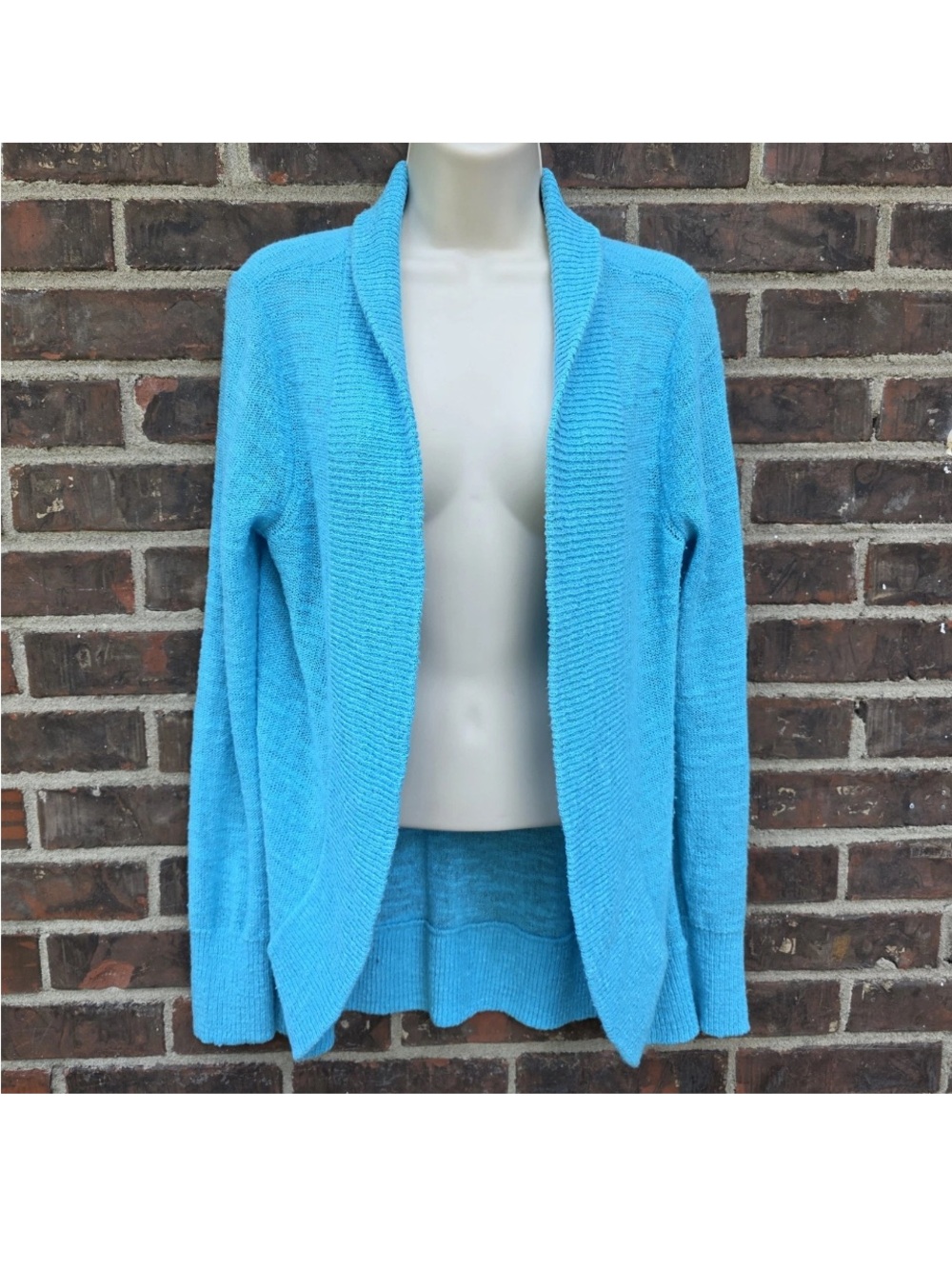 Lilly Pulitzer Amelia Turquoise Shawl Open-Front Women's Cardigan Sweater M  EUC